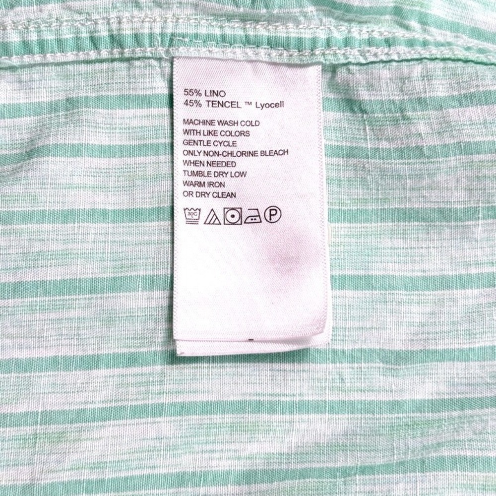 Tommy Bahama Mens XL Mint Green Striped Linen Tencel Short Sleeve Button Shirt - Picture 4 of 5